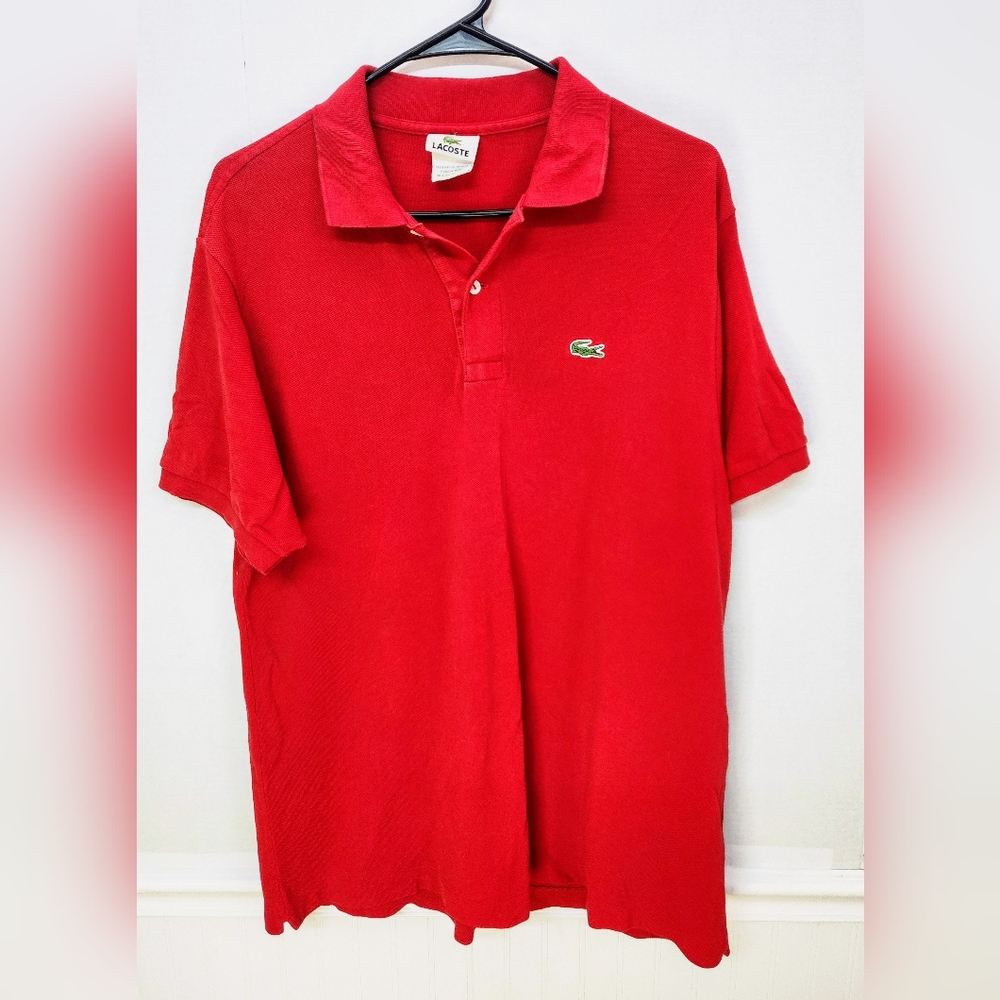 Lacoste Red Cotton Short Sleeve Polo Shirt Mens Size 6 XL Designer Preppy 0077